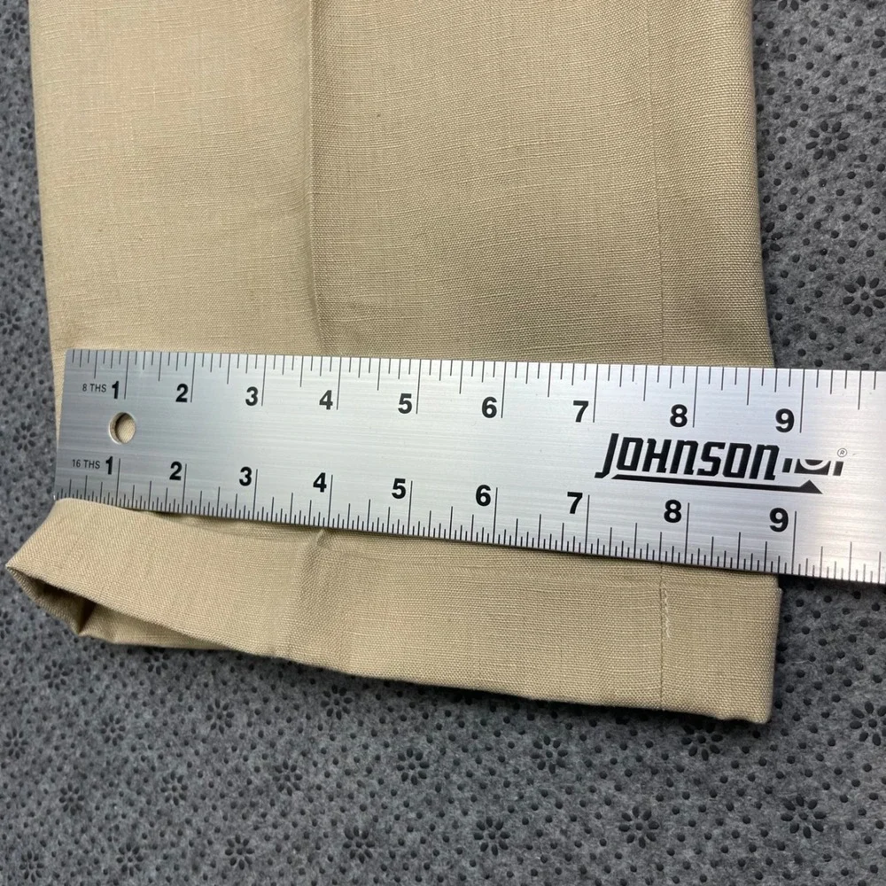 Jos A Bank Mens Tan Beige Pleated Linen Trousers Cuffed Dress Casual Pants 34x30